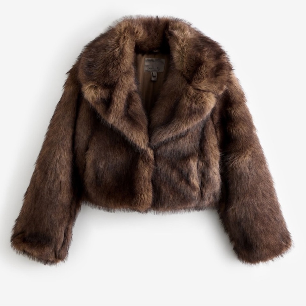 Brown Faux Fur Short Plush Jacket